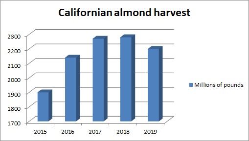 Californian almond harvest